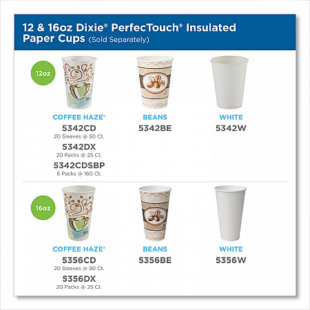 PerfecTouch Paper Hot Cups, 12 oz, Coffee Haze Design, 25/Sleeve, 20 Sleeves/Carton (5342DX)