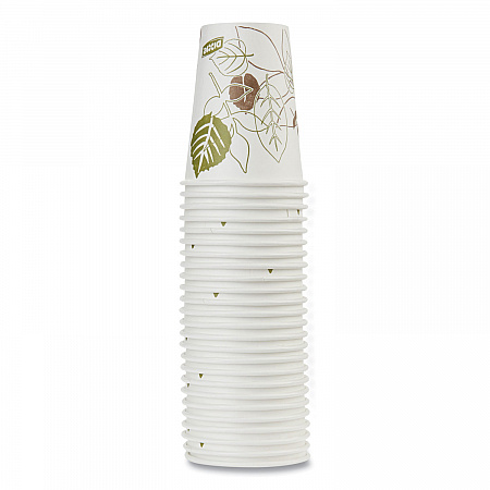 Pathways Paper Hot Cups, WiseSize, 8 oz, White/Brown, 25/Pack (2338WSPK)