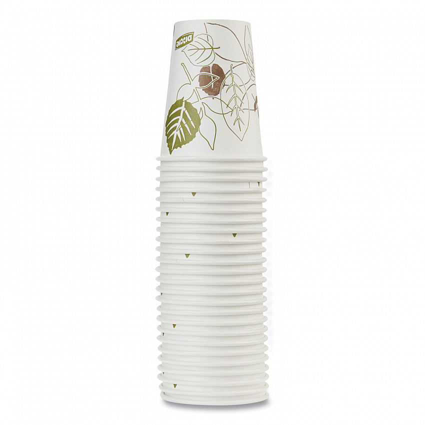 Pathways Paper Hot Cups, WiseSize, 8 oz, White/Brown, 25/Pack (2338WSPK)