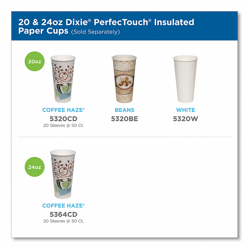 PerfecTouch Paper Hot Cups, 20 oz, Coffee Haze Design, 25/Sleeve, 20 Sleeves/Carton (5320CD)