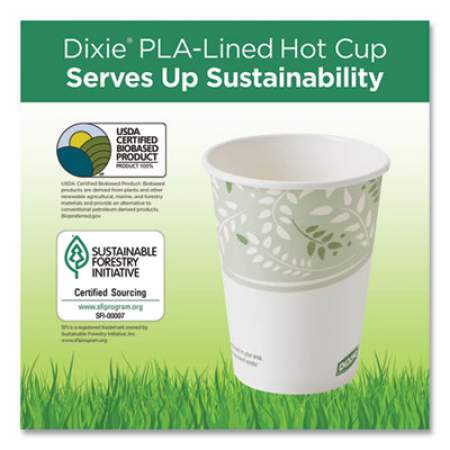 Dixie PLA Hot Cups, 16 oz, Viridian Design, 50/Sleeve, 20 Sleeves/Carton (2346PLA)