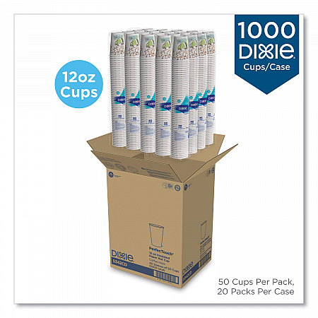 PerfecTouch Paper Hot Cups, 12 oz, Coffee Haze Design, 50/Sleeve, 20 Sleeves/Carton (5342CD)