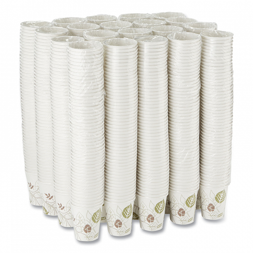 Pathways Paper Hot Cups, 10 oz, White/Brown, 50/Sleeve, 20 Sleeves/Carton (2340PATH)