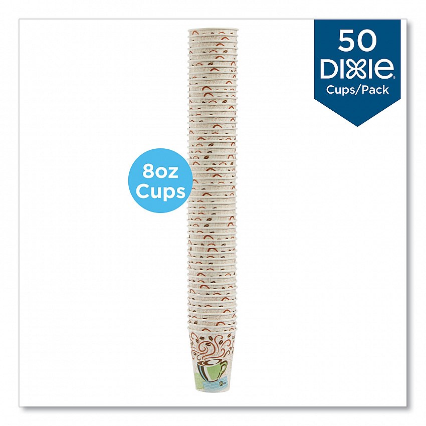 PerfecTouch Paper Hot Cups, 8 oz, Coffee Haze Design, 50/Pack (5338CDPK)