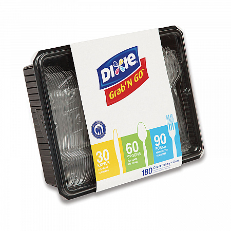 Combo Pack, Tray with Clear Plastic Utensils, Heavyweight, (90) Forks/(30) Knives/(60) Spoons, Plastic, Clear, 1,800/Carton (CH0369DX7PK)