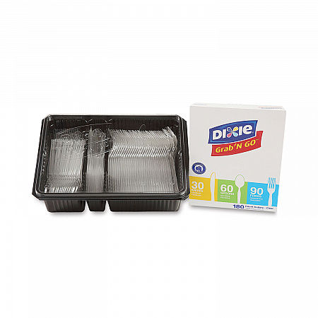 Combo Pack, Tray with Clear Plastic Utensils, Heavyweight, (90) Forks/(30) Knives/(60) Spoons, Plastic, Clear, 1,800/Carton (CH0369DX7PK)