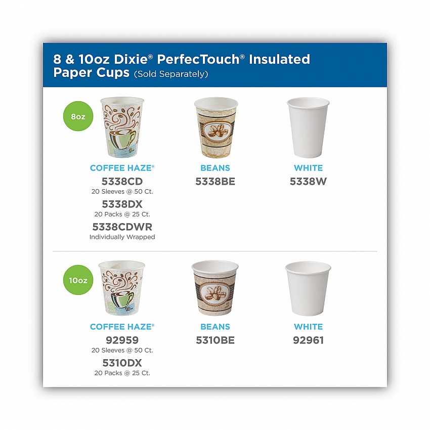 PerfecTouch Hot/Cold Cups, 12 oz, Paper, White, 50/Bag, 20 Bags/Carton (5342W)