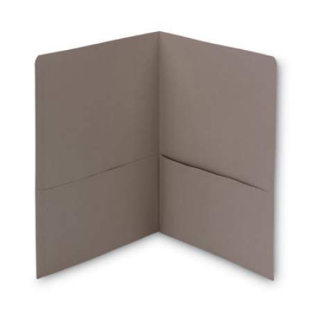 Smead Two-Pocket Folder, Embossed Leather Grain Paper, Gray, 25/Box (87856)