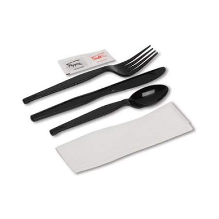 Dixie Wrapped Tableware/Napkin Packets, Fork/Knife/Spoon/Napkin, Black, 250/Carton (CH56NSPC7)