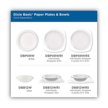 Dixie Everyday Disposable Dinnerware, Wrapped in Packs of 5, Bowl, 12 oz, White, 5/Pack, 100 Packs/Carton (DBB12WR5)