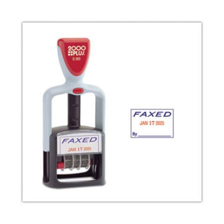 COSCO 2000PLUS Model S 360 Two-Color Message Dater, 1.75 x 1, "Faxed," Self-Inking, Blue/Red (011032)