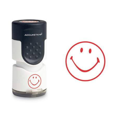 ACCUSTAMP Pre-Inked Round Stamp, Smiley, 5/8" dia., Red (030725)