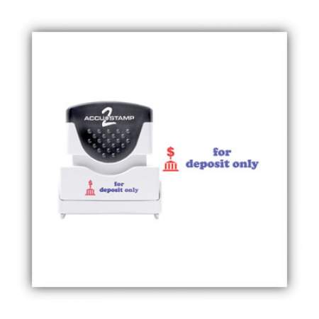 ACCUSTAMP2 Pre-Inked Shutter Stamp, Red/Blue, FOR DEPOSIT ONLY, 1 5/8 x 1/2 (035523)