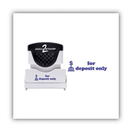 ACCUSTAMP2 Pre-Inked Shutter Stamp, Blue, FOR DEPOSIT ONLY, 1 5/8 x 1/2 (035601)