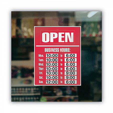 Business Hours Sign Kit, 15 x 19, Red (098072)