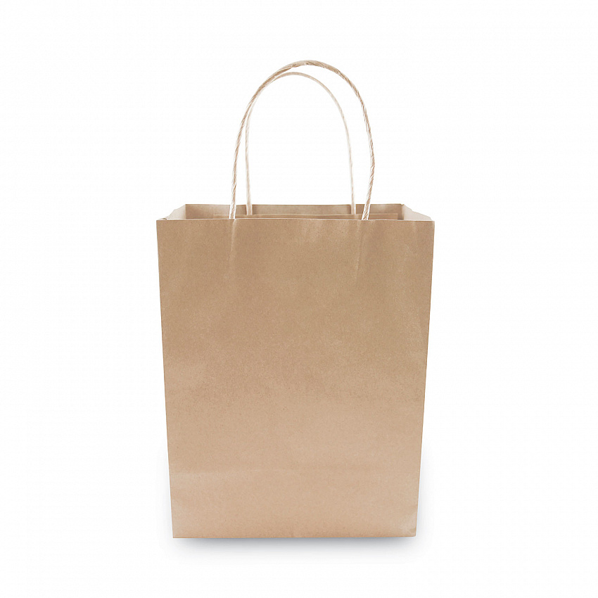 Premium Shopping Bag, Rope Handles, 8" x 4" x 10.25", Kraft, 50/Box (098375)