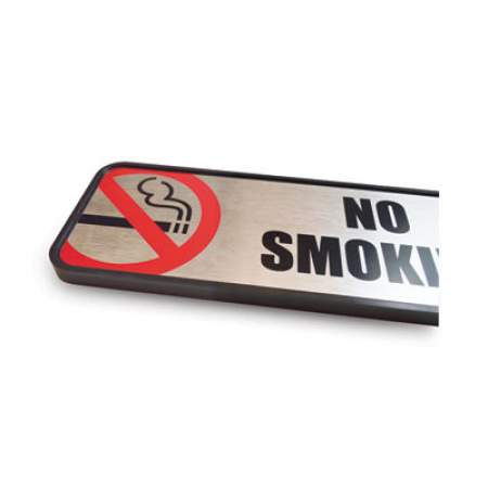 COSCO Brush Metal Office Sign, No Smoking, 9 x 3, Silver/Red (098207)