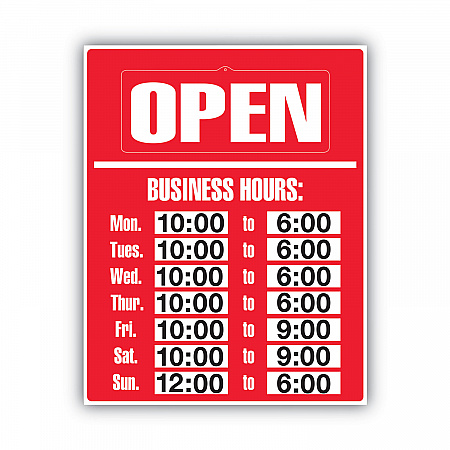 Business Hours Sign Kit, 15 x 19, Red (098072)