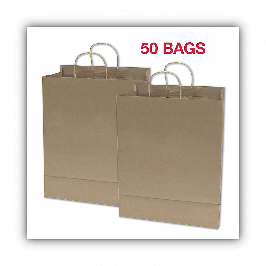 Premium Shopping Bag, Rope Handles, 12" x 6.5" x 17", Kraft, 50/Box (091566)