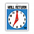 Will Return Later Sign, 5 x 6, Blue (098010)