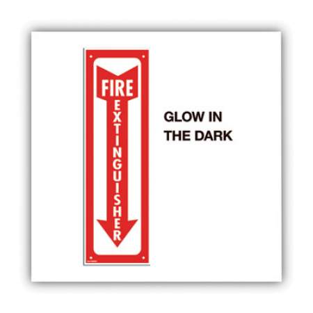 COSCO Glow-In-The-Dark Safety Sign, Fire Extinguisher, 4 x 13, Red (098063)