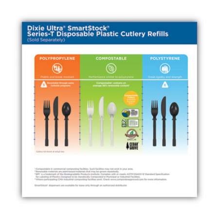 Dixie SmartStock Tri-Tower Dispensing System Cutlery, Forks, Mediumweight, Polystyrene, Black, 40/Cartridge, 24 Cartridges/Carton (DUSSF5)