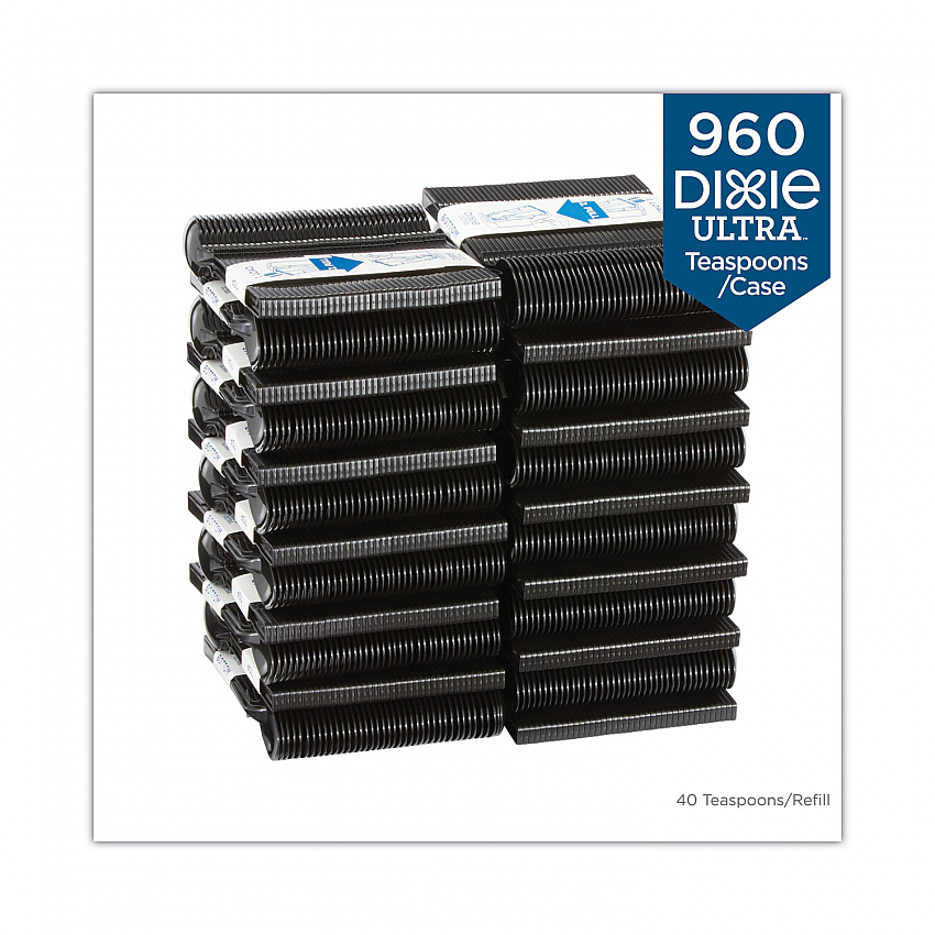 SmartStock Tri-Tower Dispensing System Polypropylene Cutlery, Mediumweight Spoon, Plastic, Black, 40/Pack, 24 Packs/Carton (DUSSPT5)