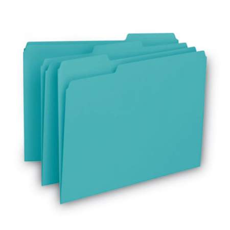 Smead Interior File Folders, 1/3-Cut Tabs, Letter Size, Aqua, 100/Box (10235)