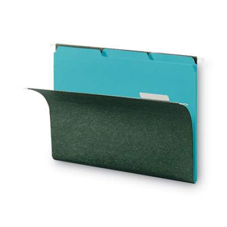 Smead Interior File Folders, 1/3-Cut Tabs, Letter Size, Aqua, 100/Box (10235)