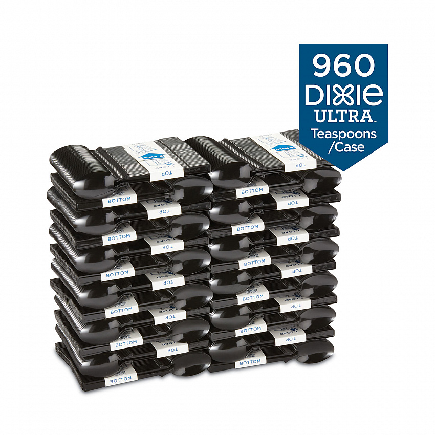 SmartStock Tri-Tower Dispensing System Polystyrene Cutlery, Mediumweight Spoon, Plastic, Black, 40/Pack, 24 Packs/Carton (DUSST5)