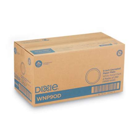 Dixie White Paper Plates, 9" dia, 250/Pack, 4 Packs/Carton (WNP9OD)