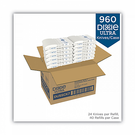 SmartStock Tri-Tower Dispensing System Cutlery, Heavyweight Knife, Plastic, Natural, 40/Pack, 24 Packs/Carton (DUSSCK7)