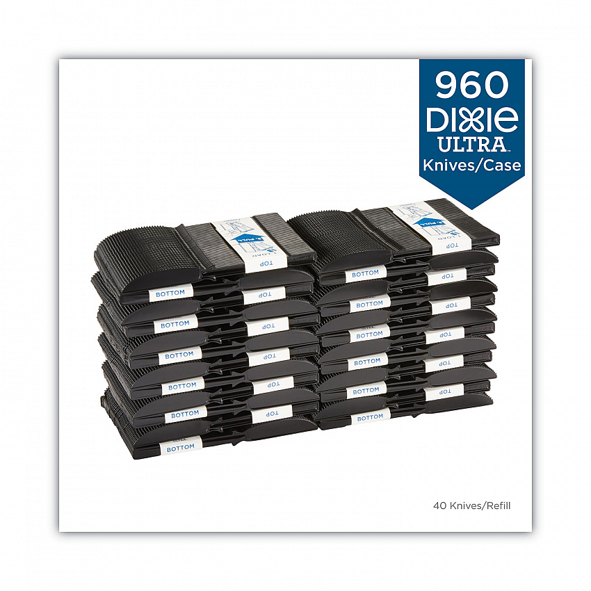 SmartStock Tri-Tower Dispensing System Polystyrene Cutlery, Mediumweight Knife, Plastic, Black, 40/Pack, 24 Packs/Carton (DUSSK5)