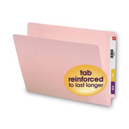 Smead Reinforced End Tab Colored Folders, Straight Tab, Letter Size, Pink, 100/Box (25610)