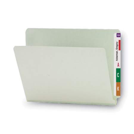 Smead Extra-Heavy Recycled Pressboard End Tab Folders, Straight Tab, 1" Expansion, Letter Size, Gray-Green, 25/Box (26200)