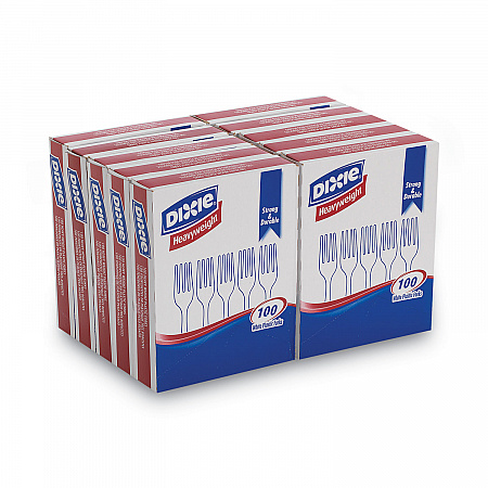 Plastic Cutlery, Heavyweight Fork, White, 100/Box, 10 Boxes/Carton (FH207CT)