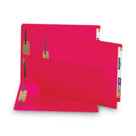 Smead Heavyweight Colored End Tab Folders with Two Fasteners, Straight Tab, Legal Size, Red, 50/Box (28740)