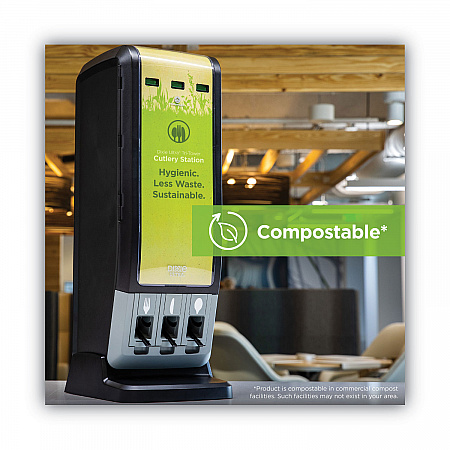 SmartStock Tri-Tower Dispensing System Cutlery, Heavyweight Spoon, Plastic, Natural, 40/Pack, 24 Packs/Carton (DUSSCT7)