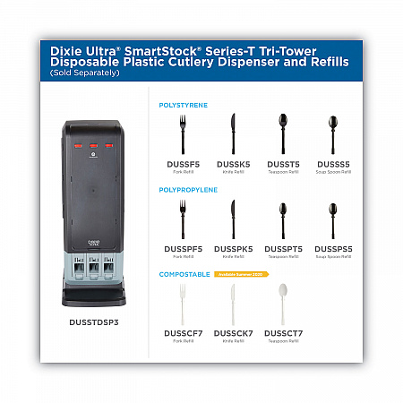 SmartStock Tri-Tower Dispensing System Cutlery, Heavyweight Knife, Plastic, Natural, 40/Pack, 24 Packs/Carton (DUSSCK7)