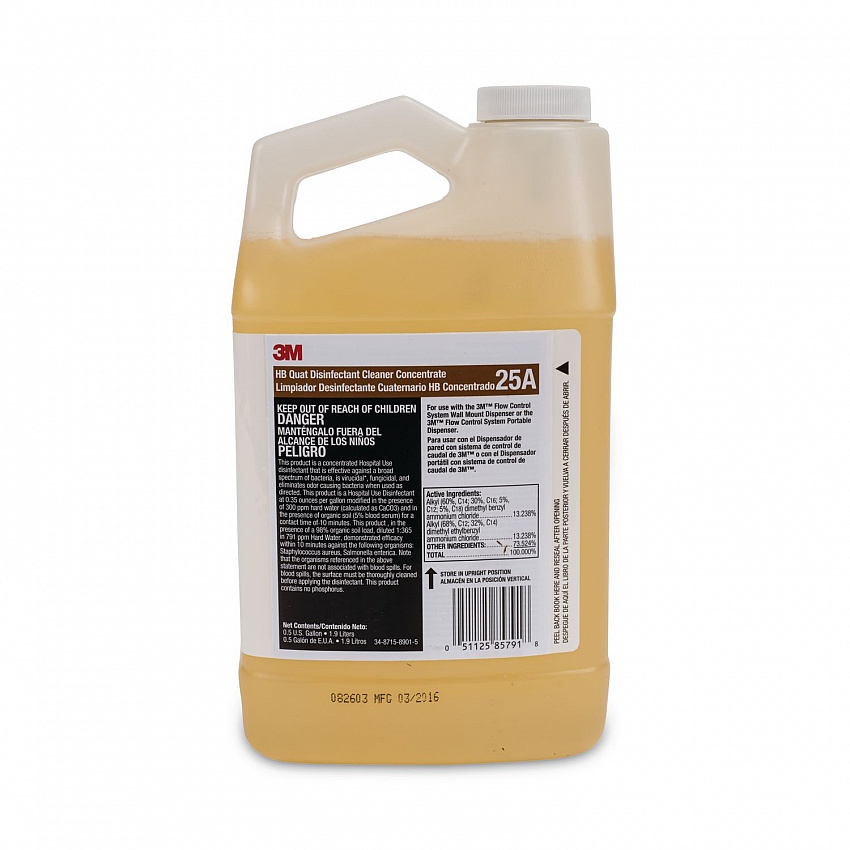 HB Quat Disinfectant Cleaner Concentrate, Unscented, For Flow Control System and Twist 'n Fill System, 1 gal Bottle (25A)