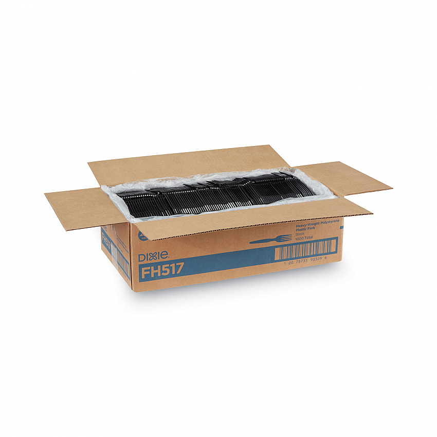 Plastic Cutlery, Heavyweight Fork, Black, 1,000/Carton (FH517)
