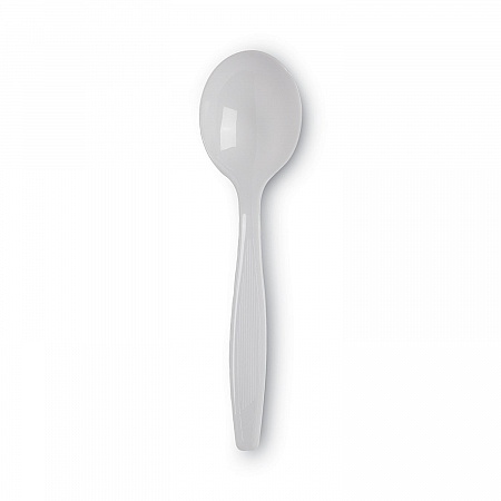 Plastic Cutlery, Heavyweight Soup Spoon, White, 100/Box (SH207)
