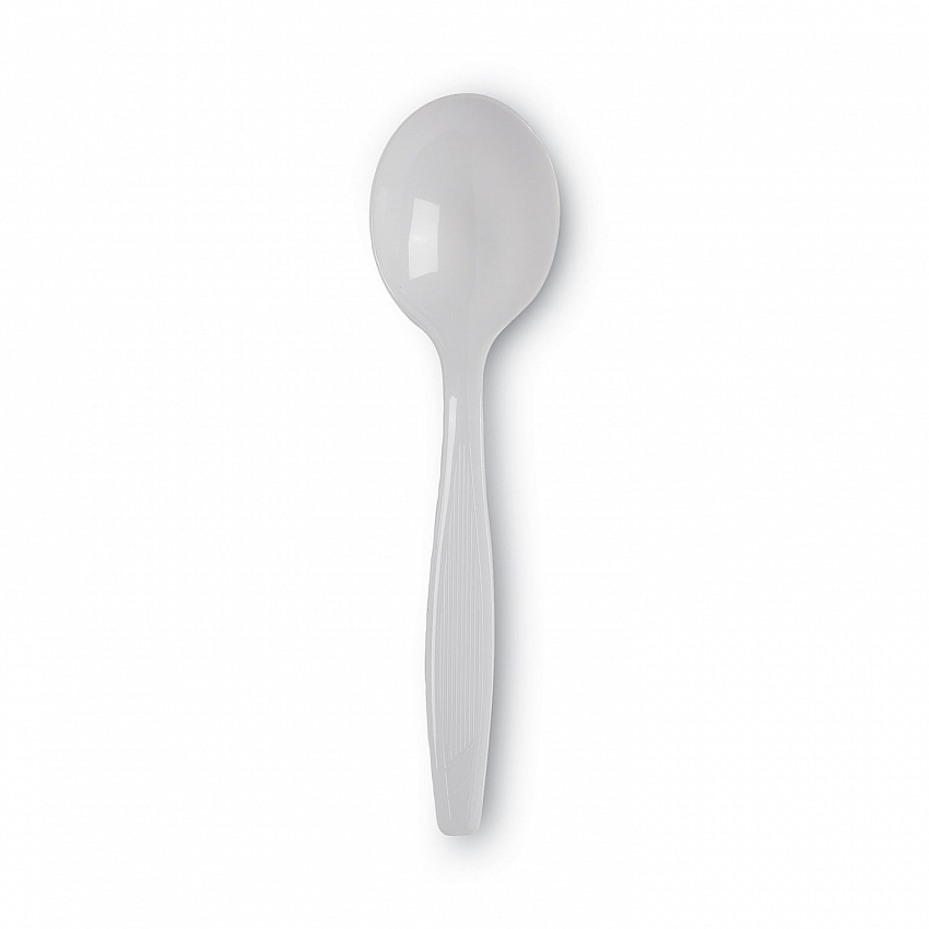 Plastic Cutlery, Heavyweight Soup Spoon, White, 100/Box (SH207)