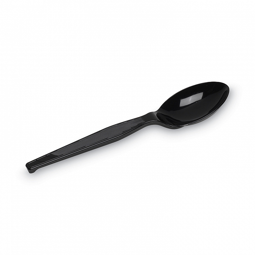Plastic Cutlery, Heavy Mediumweight Spoon, Black, 1,000/Carton (TM517)