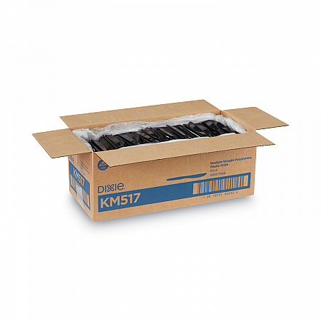 Plastic Cutlery, Heavy Mediumweight Knife, Black, 1,000/Carton (KM517)