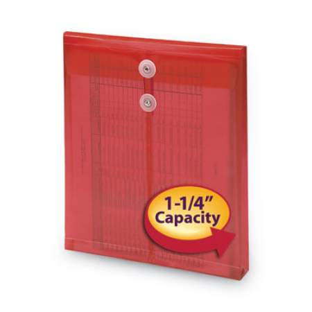 Smead Poly String and Button Interoffice Envelopes, String and Button Closure, 9.75 x 11.63, Transparent Red, 5/Pack (89547)