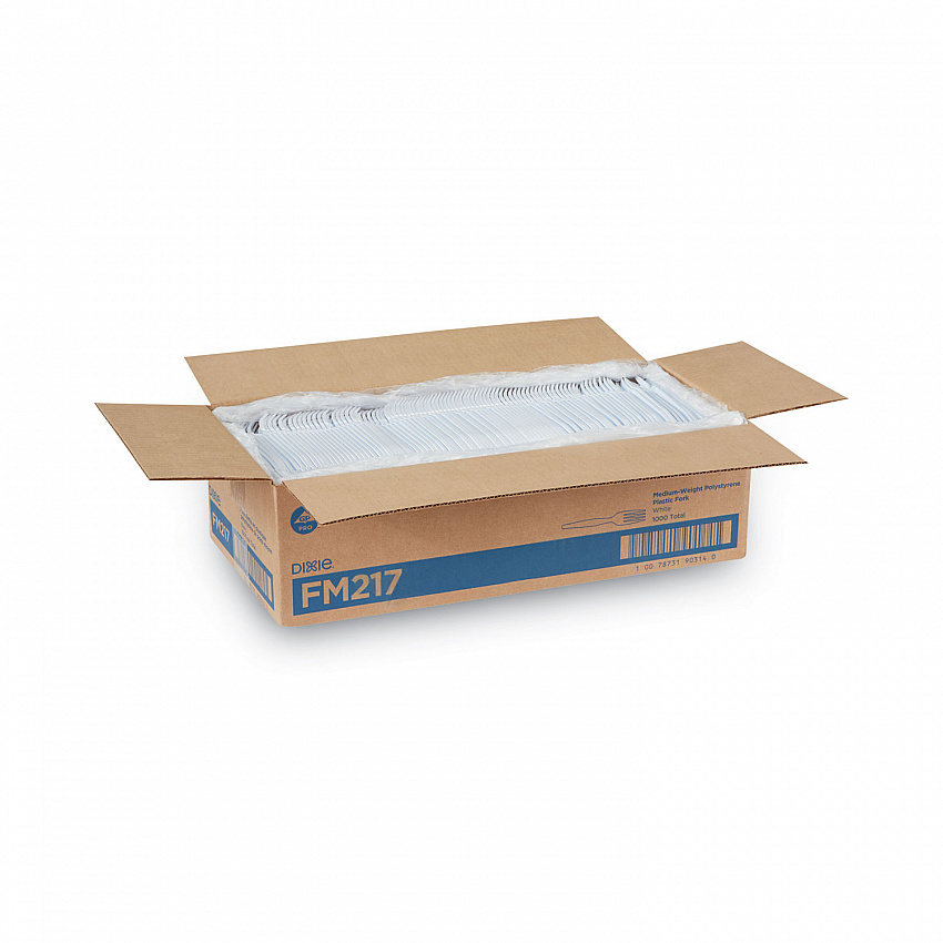 Plastic Cutlery, Heavy Mediumweight Fork, White, 1,000/Carton (FM217)