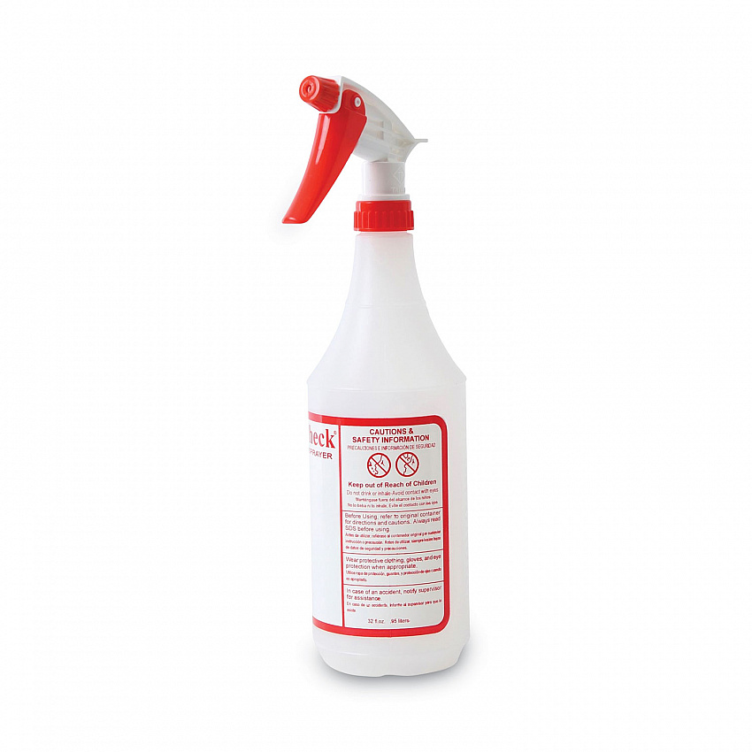 General Purpose Plastic Bottle with Trigger Spray, 32 oz, Clear/Red, 3/Pack (03010)