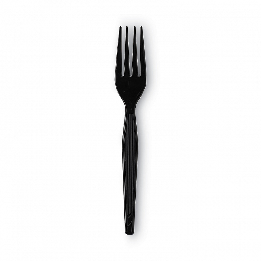 Individually Wrapped Heavyweight Forks, Plastic, Black, 1,000/Carton (FH53C7)