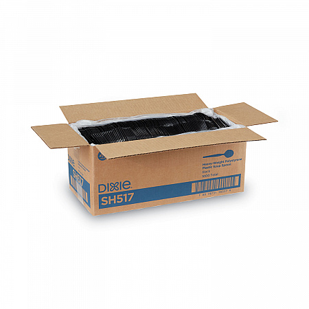 Plastic Cutlery, Heavyweight Soup Spoon, Black, 1,000/Carton (SH517)